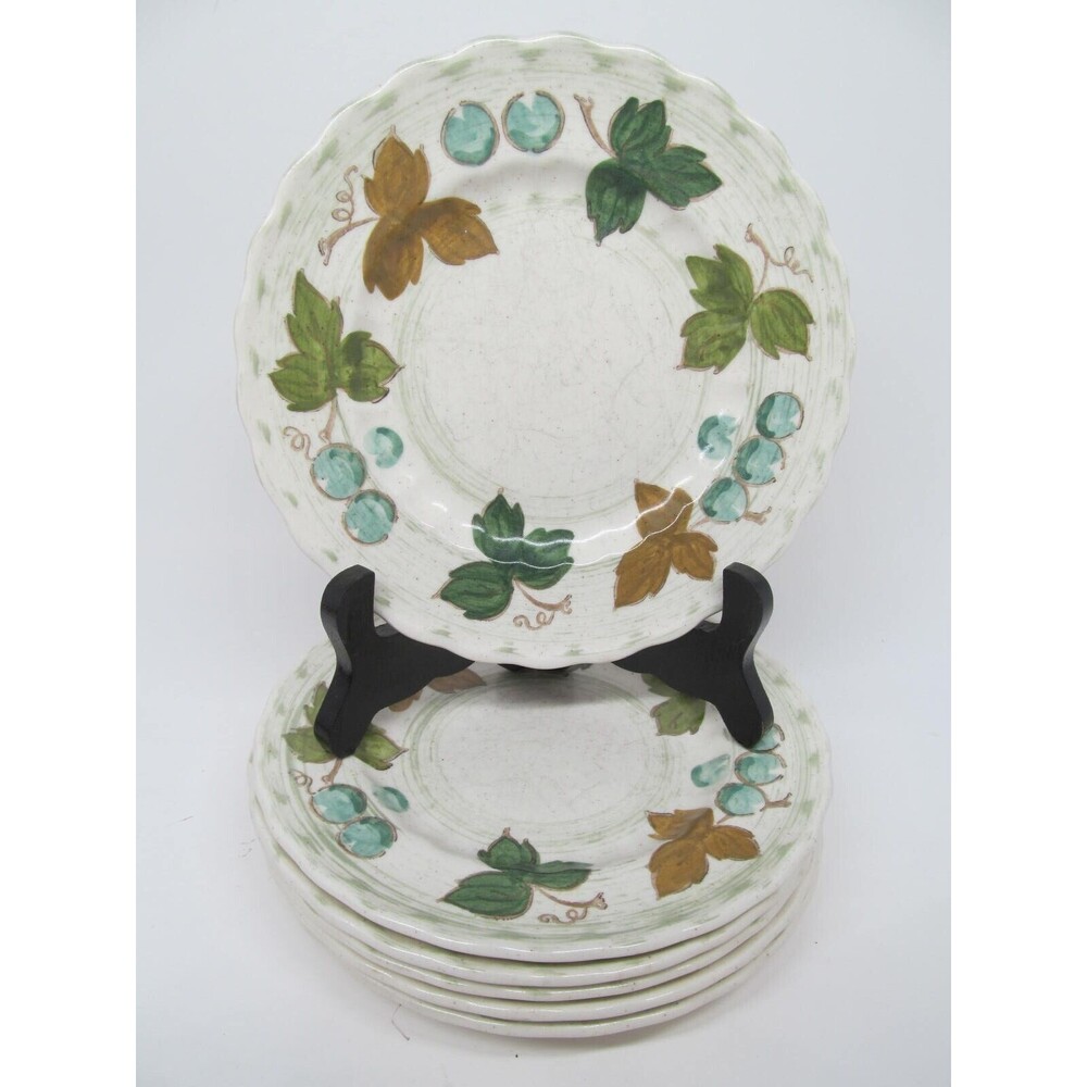 Metlox Vernon Ware Vinyard Set Of 6 Vintage 6 5/8" Dessert Plates VGC  1960-1980